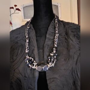 Black Onyx-Style Chunky Double-Strand Statement Necklace